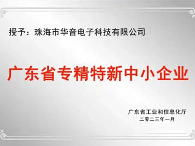 HUAIN华音荣获广东省专精特新中小企业认定